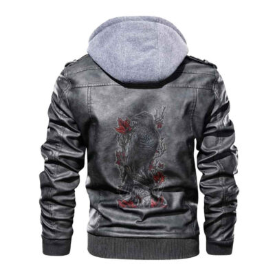 Ligerking - Viking Raven on Thorn Leather Jacket A35
