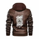 Ligerking - Viking Huginn and Muninn Raven Valknut Leather Jacket A35