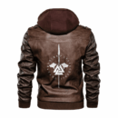 Ligerking - Viking Geri and Freki & Gungnir Valknut Leather Jacket A35