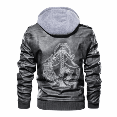Ligerking - Viking Fenrir and Anchor Viking Leather Jacket A35