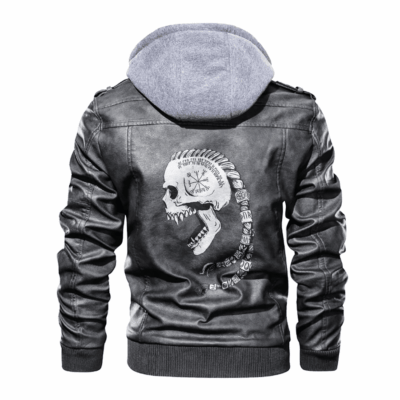 Ligerking - Viking Ragnar Skull Leather Jacket A35
