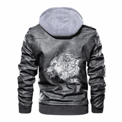 Ligerking - Viking Fenrir Moon Black and White Leather Jacket A35