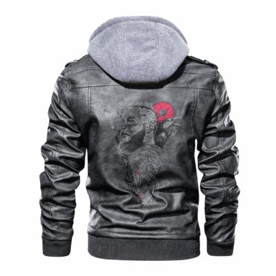 Ligerking - Viking Ragnar Viking Drawing Leather Jacket A35