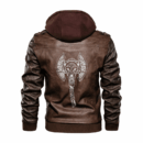 Ligerking - Viking Axes and Wolf Leather Jacket A35