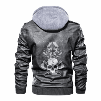 Ligerking - Viking Fenrir Viking and Skull Leather Jacket A35