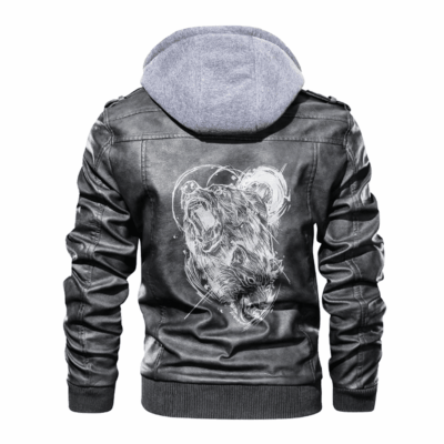 Ligerking - Viking Bear and Wolf Leather Jacket A35