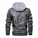 Ligerking - Viking Viking Beard Shield and Weapons Leather Jacket A35