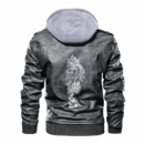 Ligerking - Viking Odin Valknut and Drakkar Tattoo Leather Jacket A35