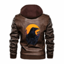 Ligerking - Viking Raven Black and Sun Leather Jacket A35