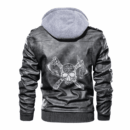 Ligerking - Viking Axes and Skull Helm of Awe Tattoo Leather Jacket A35