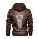 Ligerking - Viking Geri and Freki Symbol Tattoo Leather Jacket A35