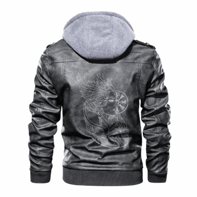 Ligerking - Viking Valkyrie and Vegvisir Leather Jacket A35