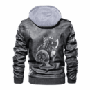 Ligerking - Viking Warriors Axe and Shield Leather Jacket A35