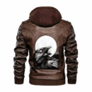 Ligerking - Viking Raven Black and Moon Leather Jacket A35