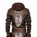 Ligerking - Viking Freyr and Fenrir Tattoo Symbol Leather Jacket A35