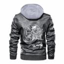 Ligerking - Viking Viking Berserker and Vegvisir Leather Jacket A35
