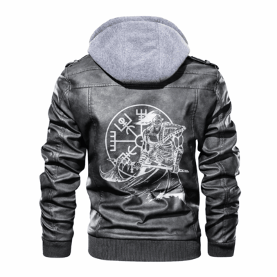 Ligerking - Viking Viking Berserker and Vegvisir Leather Jacket A35