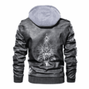 Ligerking - Viking Viking Skull Raven and Rune Leather Jacket A35