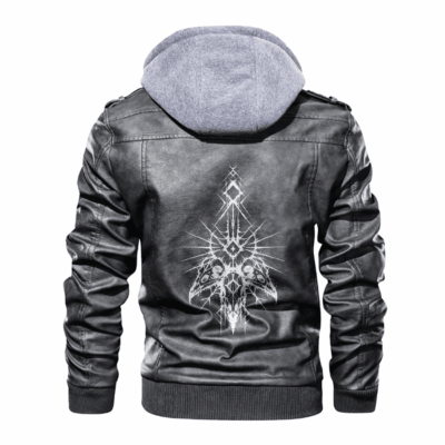 Ligerking - Viking Viking Skull Raven and Rune Leather Jacket A35