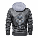Ligerking - Viking Raven Valknut Blue Style Leather Jacket A35