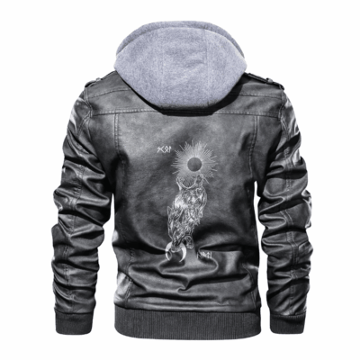 Ligerking - Viking Skoll and Hati Tattoo Leather Jacket A35