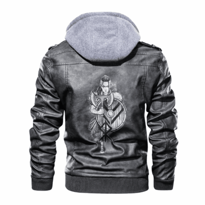 Ligerking - Viking Women's Warrior Axes and Shield Leather Jacket A35