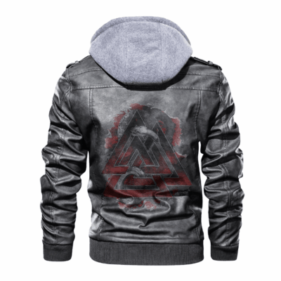 Ligerking - Viking Valknut and Jormungandr Leather Jacket A35