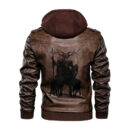 Ligerking - Viking Odin and Geri and Freki Leather Jacket A35