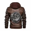 Ligerking - Viking Viking Beard Shield and Weapons Leather Jacket A35