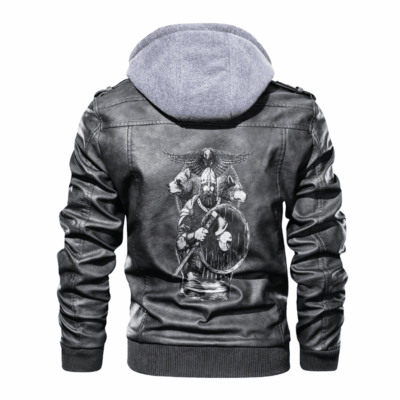 Ligerking - Viking Viking Warrior Bear,Wolf and Raven Leather Jacket A35