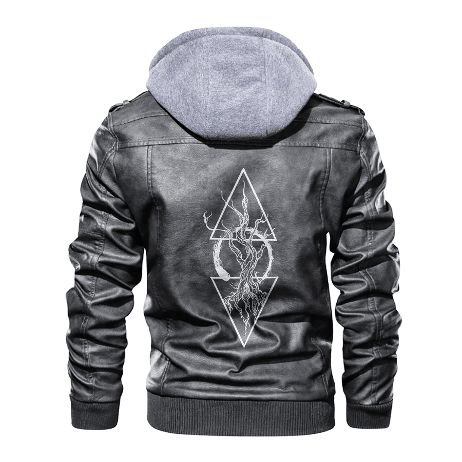 Ligerking - Viking Yggdrasil Tattoo Leather Jacket A35