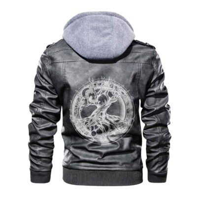 Ligerking - Viking Yggdrasil Symbol Leather Jacket A35