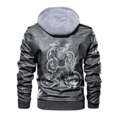 Ligerking - Viking Thor In the war with Jormungandr Leather Jacket A35