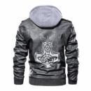 Ligerking - Viking Thor and Mjolnir Leather Jacket A35