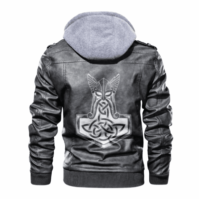 Ligerking - Viking Thor and Mjolnir Leather Jacket A35