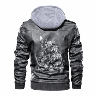 Ligerking -Viking Warrior Viking and Skull Leather Jacket A35