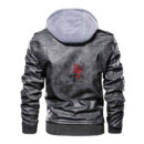 Ligerking - Viking Skull and Axes Red Eye Tattoo Leather Jacket A35