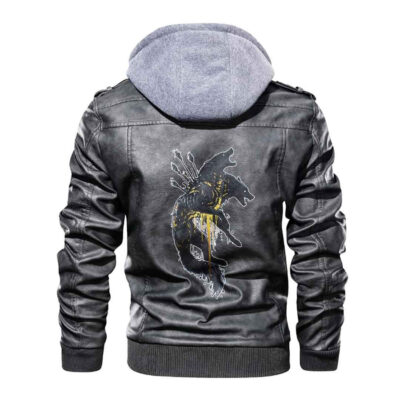 Ligerking - Viking Skoll and Hati Hit By Arrow Leather Jacket A35