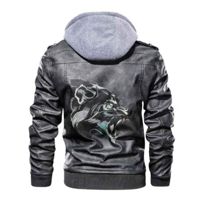 Ligerking - Viking Wolf Fenrir Black Leather Jacket A35