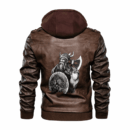 Ligerking - Viking Warriors Axe and Shield Leather Jacket A35