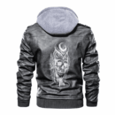 Ligerking - Viking Skull and Owl Leather Jacket A35