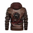 Ligerking - Viking Valknut and Jormungandr Leather Jacket A35