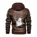 Ligerking - Viking Raven Rune and Helm of Awe Leather Jacket A35