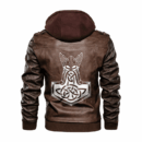 Ligerking - Viking Thor and Mjolnir Leather Jacket A35
