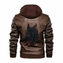 Ligerking - Viking Wolf Red Eye Leather Jacket A35