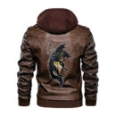 Ligerking - Viking Skoll and Hati Hit By Arrow Leather Jacket A35