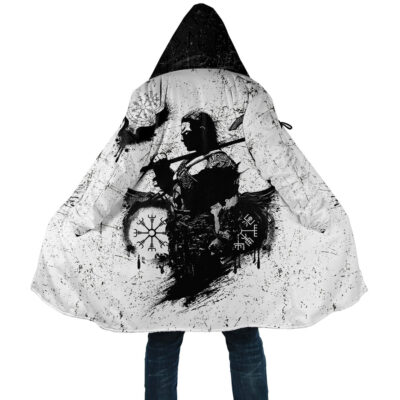 Ligerking Cloak Unisex - Warrior and Raven Viking Tattoo Black Cloak A35