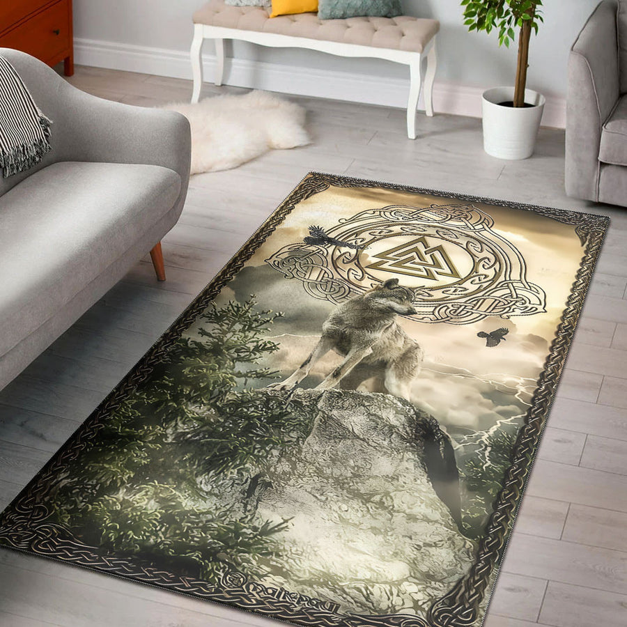 Ligerking Home Decor - Fenrir,Valknut,Hugin and Munin Area Rug A35