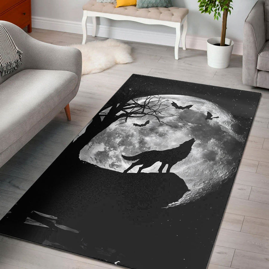 Ligerking Home Decor - Wolf and Moon Area Rug A35
