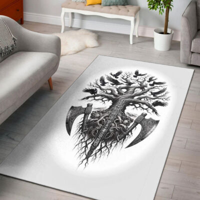 Ligerking Home Decor - Yggdrasil,Skull and Raven Area Rug A35